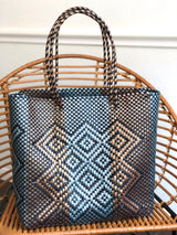 Large Silver, Gold and Black Woven Tote