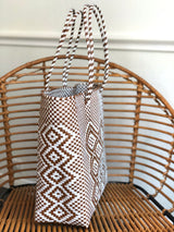Large Brown and White Woven Tote