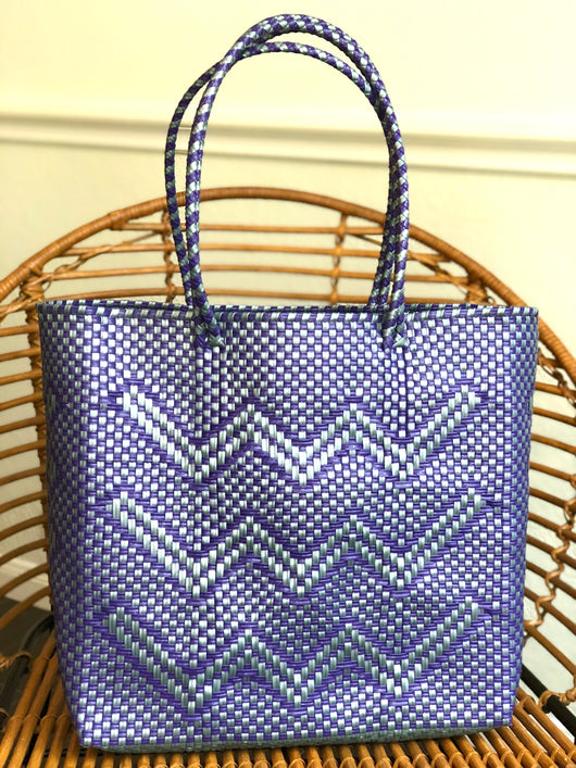 Large Purple and Silver Woven Tote