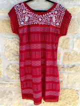 Red and White Midi Telar Dress