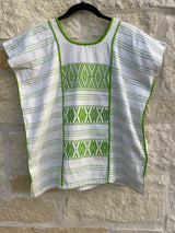 White and Lime Green Oaxaca Top M/L