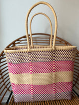 Peach with Pink and Purple Woven Tote