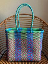 Green, Turquoise and Magenta Woven Tote