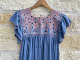 Periwinkle and Light Pink Flutter Sleeve San Andres Dress