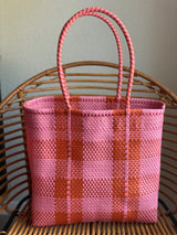 Red and Pink Woven Tote