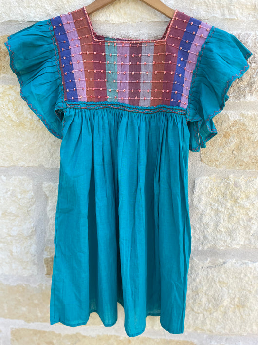 Turquoise Flutter Sleeve Nudo Blouse