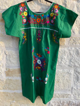 Green Puebla Dress- S