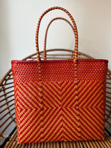 Red and Mustard Yellow Woven Tote
