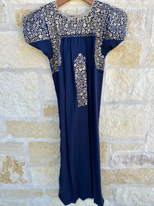 Navy Blue and Gold San Antonino Dress