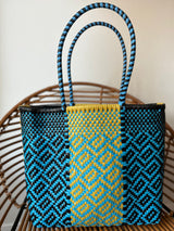 Black, Yellow and Turquoise Woven Tote