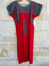 Red with Emerald Green San Antonino Dress