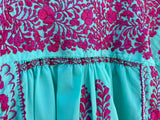 Turquoise with Magenta Short-Sleeve San Antonino Blouse