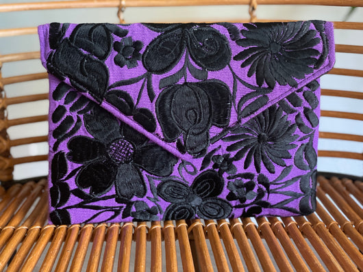 Black and Purple Frida Clutch