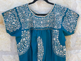 Teal with Gold Short-Sleeve San Antonino Blouse