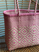 Light Pink and Off-White Woven Tote