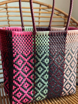 Maroon with Multicolor Woven Tote