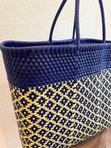Blue and Yellow Woven Tote