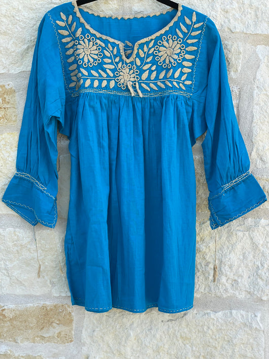 Turquoise and Tan Rococo Blouse
