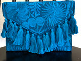 Cobalt Blue Frida Clutch with Tassels