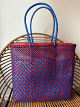 Red and Blue Woven Tote