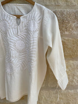 3/4 Sleeve White Rococo Blouse