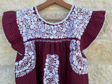 Black and Red with White Embroidery Flutter Sleeve Felicia Dress - M/L