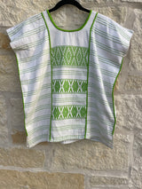 White and Lime Green Oaxaca Top M/L