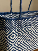 Navy and White Woven Tote