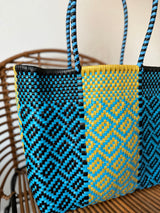 Black, Yellow and Turquoise Woven Tote