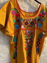 Marigold with Multicolor Puebla Blouse L