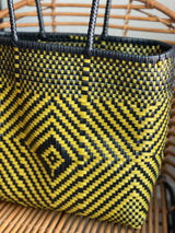 Black and Yellow Woven Tote