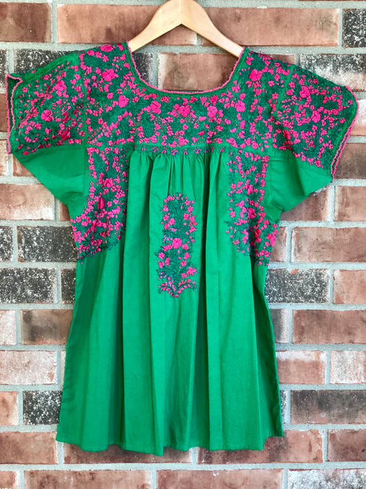 Green and Magenta Felicia Blouse - S