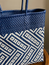 Navy and White Woven Tote
