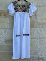 White and Navy Flutter Sleeve San Andres Dress
