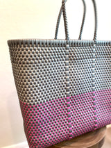 Pink and Silver Woven Tote