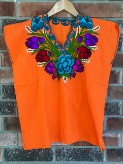Orange with Teal La Bohemia Blouse