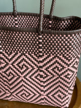 Pink and Brown Woven Tote