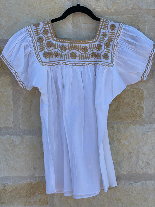 Simple Tan and White Rococo Blouse