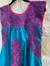 Turquoise and Magenta Felicia Blouse