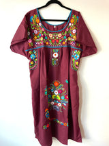 Long Maroon Puebla Dress - L/XL