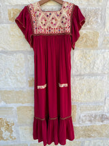 Crimson Flutter Sleeve San Andres Dress