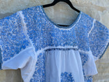 White with Light Blue Short-Sleeve San Antonino Blouse