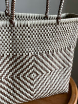 Cream and Brown Woven Tote