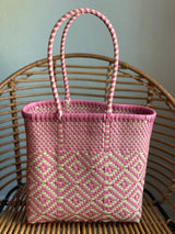 Light Pink and Off-White Woven Tote