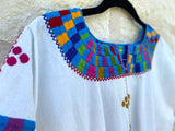 White with Multicolor Chamula Blouse