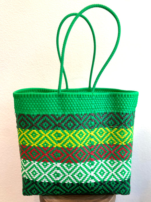 Large Green/Multi Woven Tote