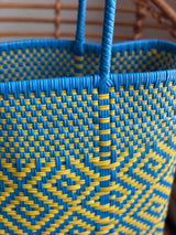Turquoise and Yellow Woven Tote