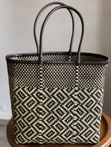 Chocolate Brown and Tan Woven Tote