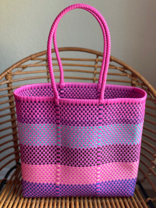 Pink and Multi Woven Tote