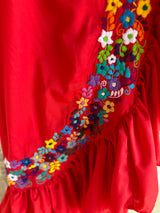 Red Puebla Ruffle Wrap Skirt - OS
